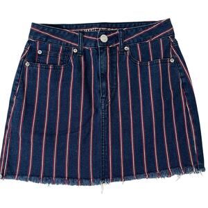 American Eagle women's Super Stretch Pinstriped Denim Mini Skirt Size